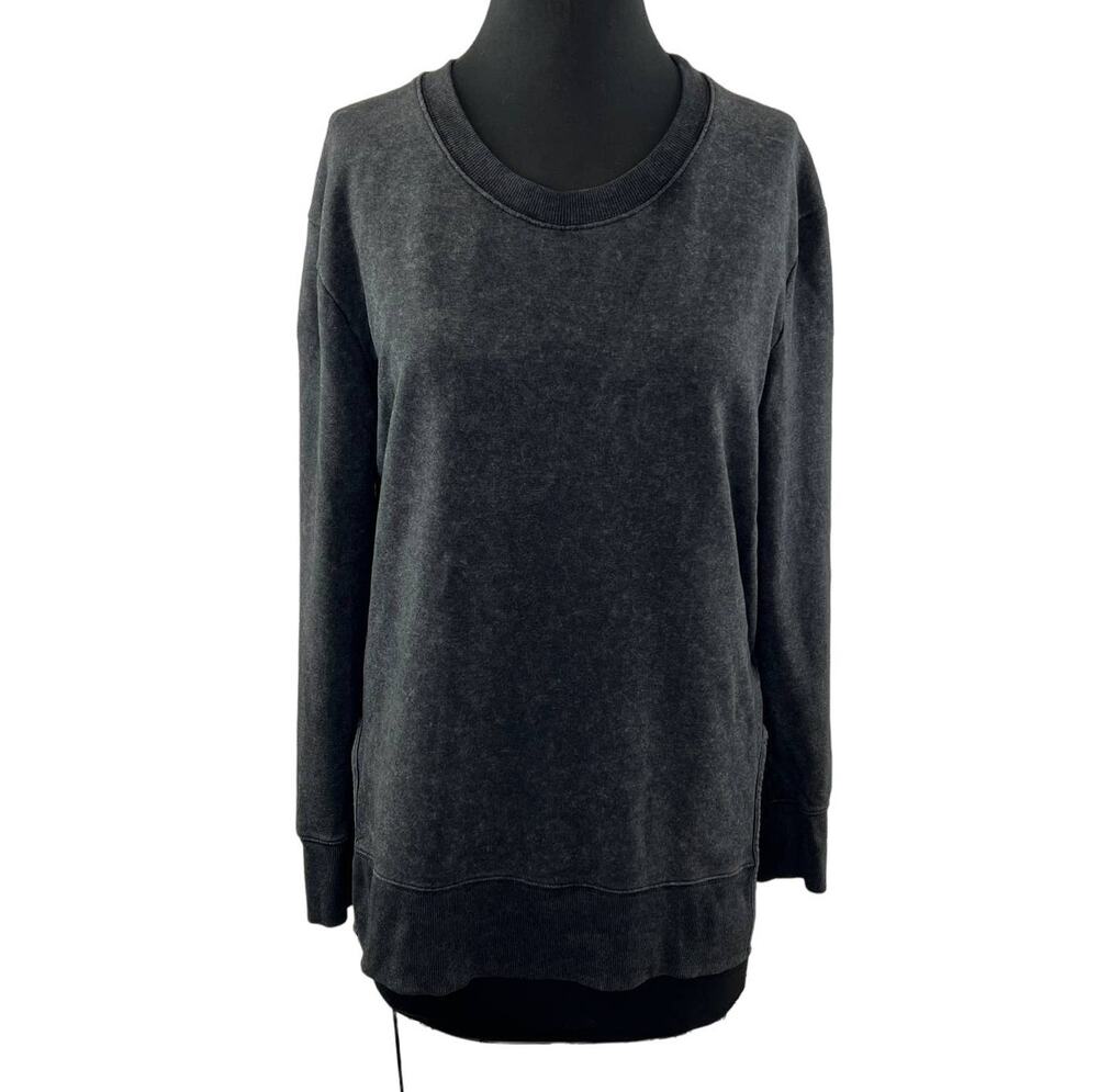 Daily Ritual Black Gray Distressed Sweatshirt Round Neck Long Sleeve Pullover M?